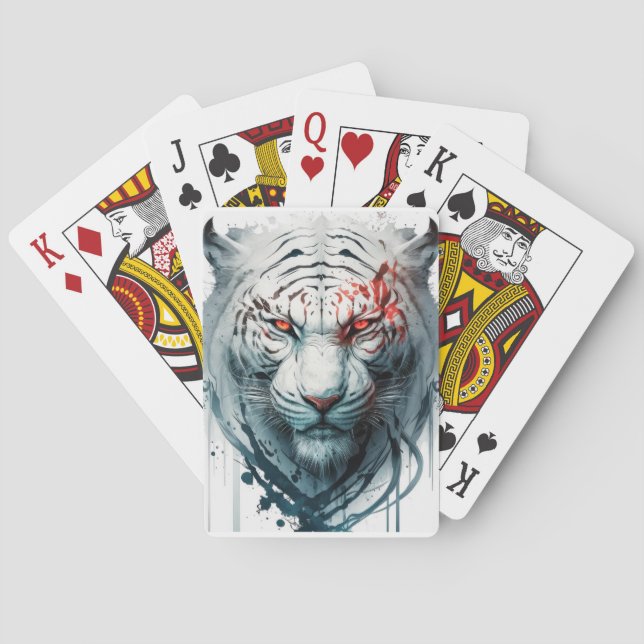 Tiger Portrait Animal Painting Wildlife Outdoors  Playing Cards (Back)