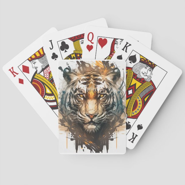 Tiger Portrait Animal Painting Wildlife Outdoors  Playing Cards (Back)