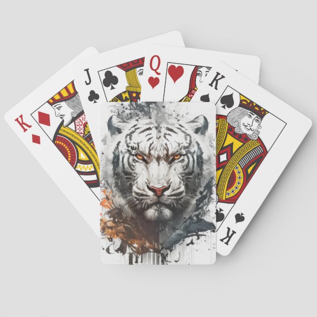 Tiger Portrait Animal Painting Wildlife Outdoors  Playing Cards (Back)