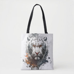 Tiger Portrait Animal Painting Wildlife Outdoors  Tote Bag