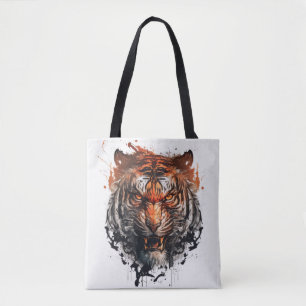 Tiger Portrait Animal Painting Wildlife Outdoors  Tote Bag
