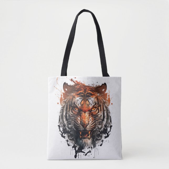 Tiger Portrait Animal Painting Wildlife Outdoors  Tote Bag (Front)