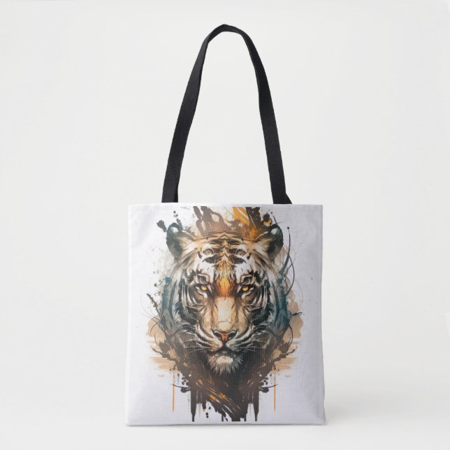 Tiger Portrait Animal Painting Wildlife Outdoors  Tote Bag (Front)