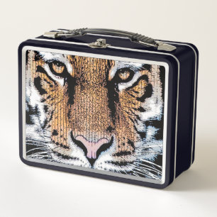 Tiger Portrait Graphic Style Metal Lunch Box