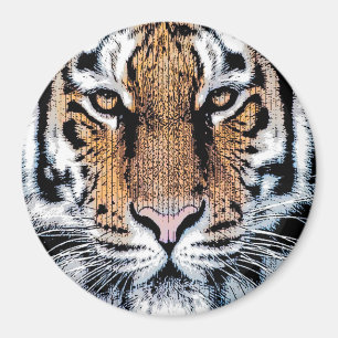 Tiger Portrait in Graphic Press Style Magnet