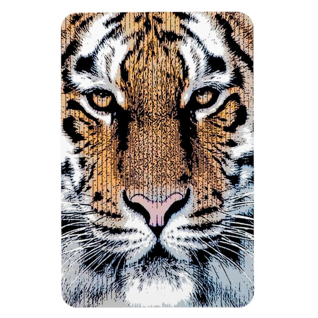 Tiger Portrait in Graphic Press Style Magnet (Vertical)