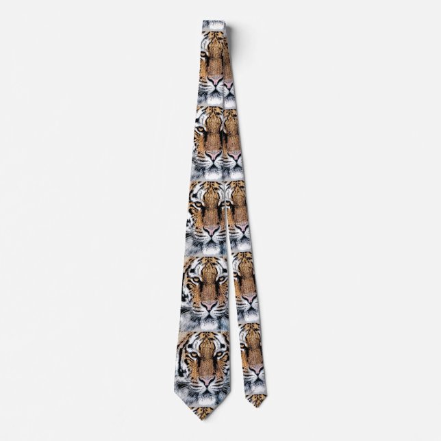 Tiger Portrait in Graphic Press Style Tie (Front)