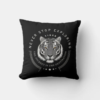 Tiger Portrait Never Stop Exploring Destination Cushion