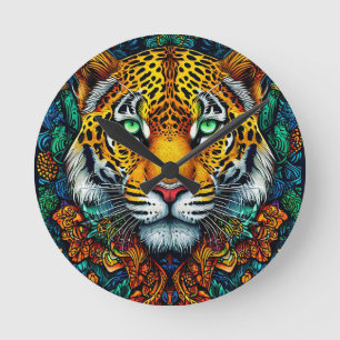 Tiger portrait round clock