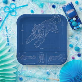 Tiger Pounce Blueprint – Technical Line Paper Plate