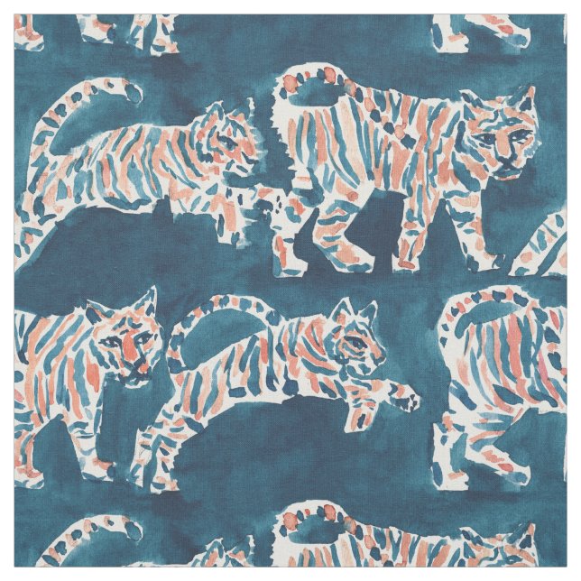 TIGER POUNCE Boho Chic Safari Watercolor Pattern Fabric (Swatch)
