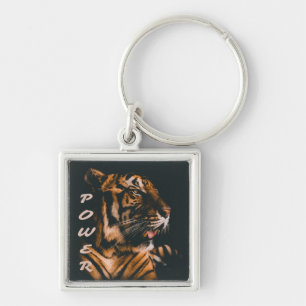 Tiger Power Stripes Fierce Motivational Key Ring