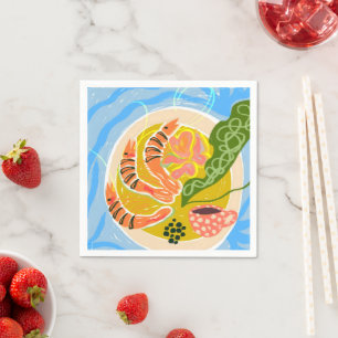 Tiger Prawns Shrimp Sea Food Platter Napkin