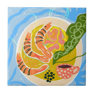 Tiger Prawns   Shrimp Sea Food Platter Tile