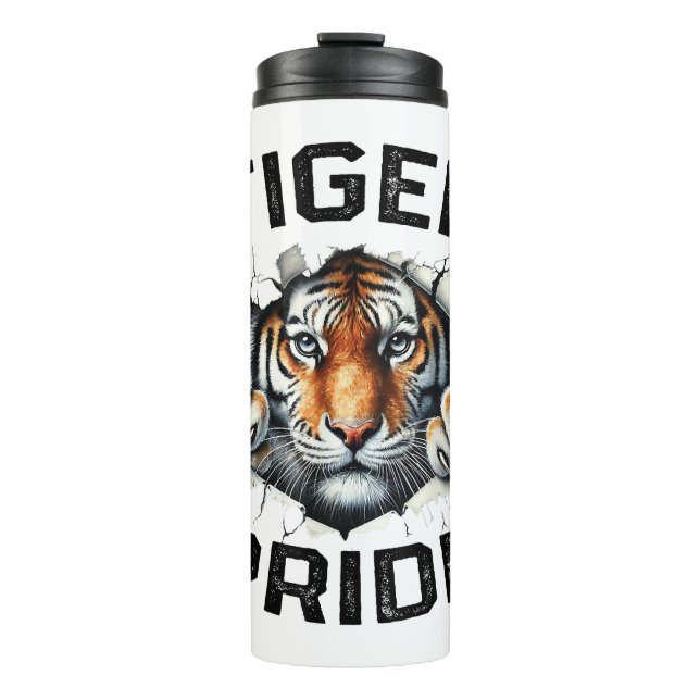 Tiger Pride Retro Tiger School Sports Team  Thermal Tumbler (Front)