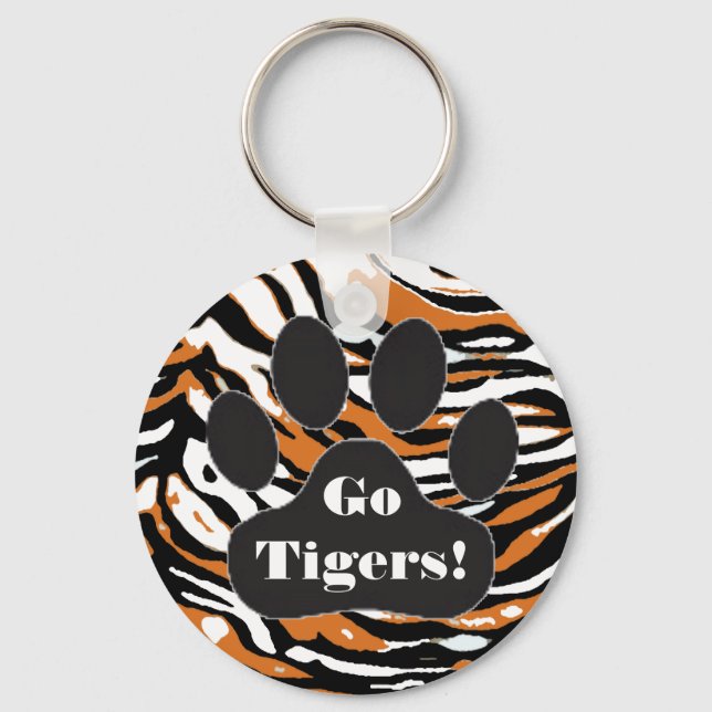 Tiger Print and Paw Key Ring (Front)