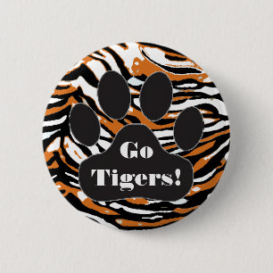 Tiger Print and Paw-School Spirit 6 Cm Round Badge