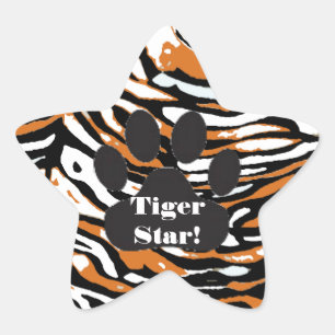 Tiger Print and Paw-Star Student Star Sticker