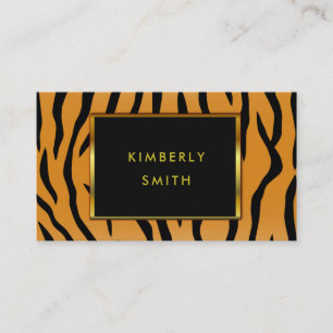 Tiger print black gold minimalist professional business card