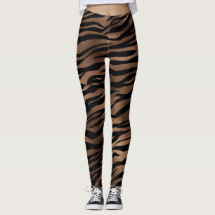 Tiger Print Chocolate Black Women's Leggings