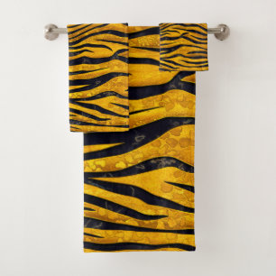 Tiger Print - Gold Clusters Bath Towel Set