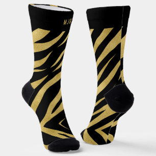 Tiger Print in Gold and Black with Monogram Socks