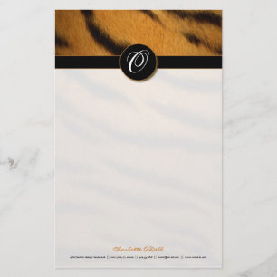 tiger print; monogram stationery