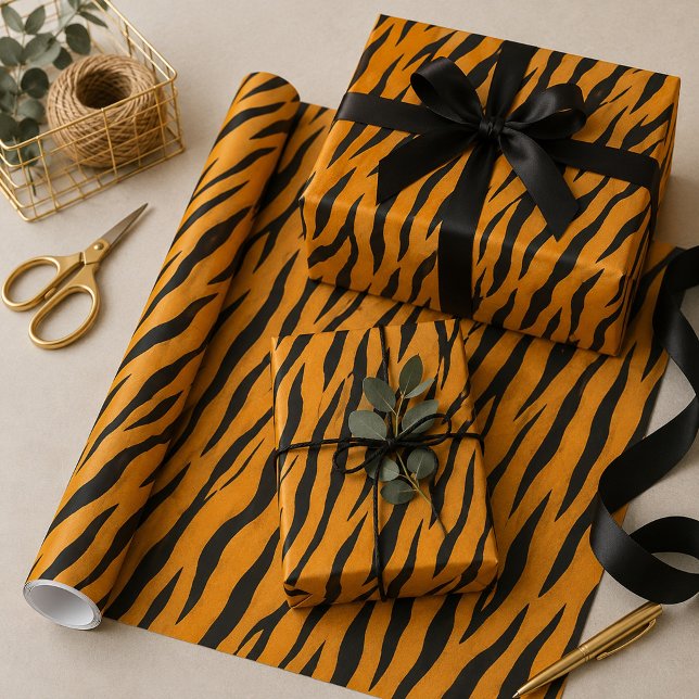 Tiger Print Orange and Black Wrapping Paper (Creator Uploaded)