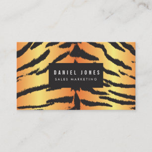 Tiger Print Pattern Black Gold Custom Business Card
