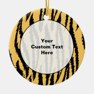 Tiger Print Pattern. Orange and Black. Ceramic Tree Decoration