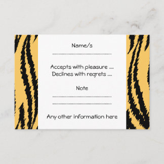 Tiger Print Pattern. Orange and Black. RSVP Card