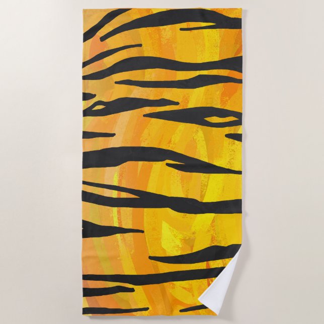 Tiger Print with Orange Beach Towel (Front)