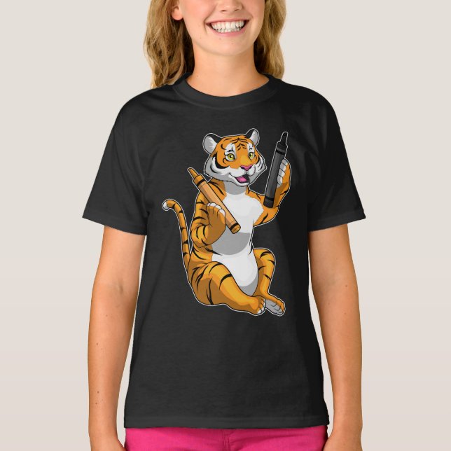Tiger Pupil Crayon School T-Shirt (Front)