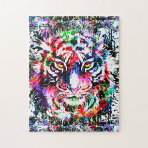 Tiger Puzzle - Colourful Tiger Drawing Puzzle