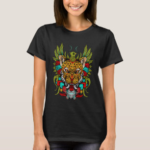 Tiger Quetzal Huichol Sugar Skull Calavera Hallowe T-Shirt