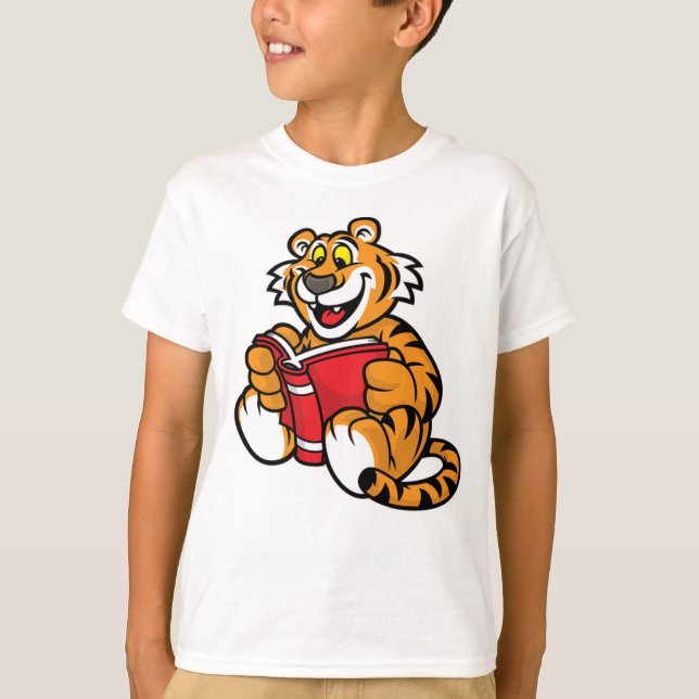 tiger read book T-Shirt (Front)