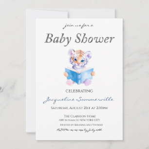Tiger Reading a book Baby Shower Invitation