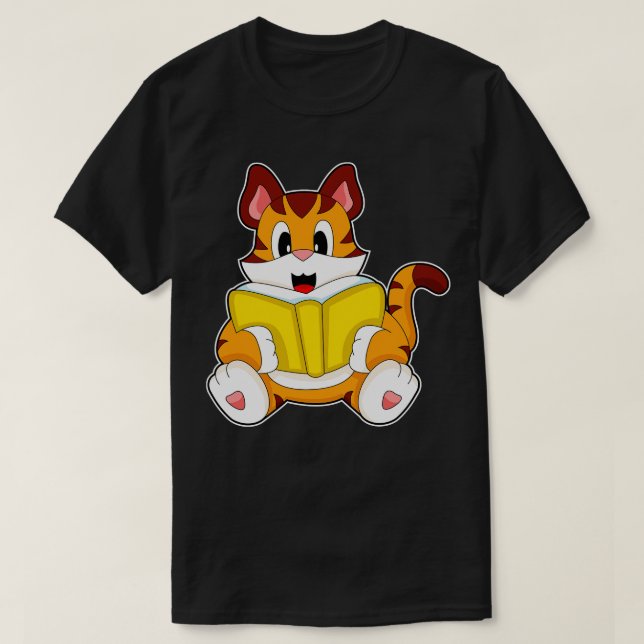 Tiger Reading Book 1 T-Shirt (Design Front)