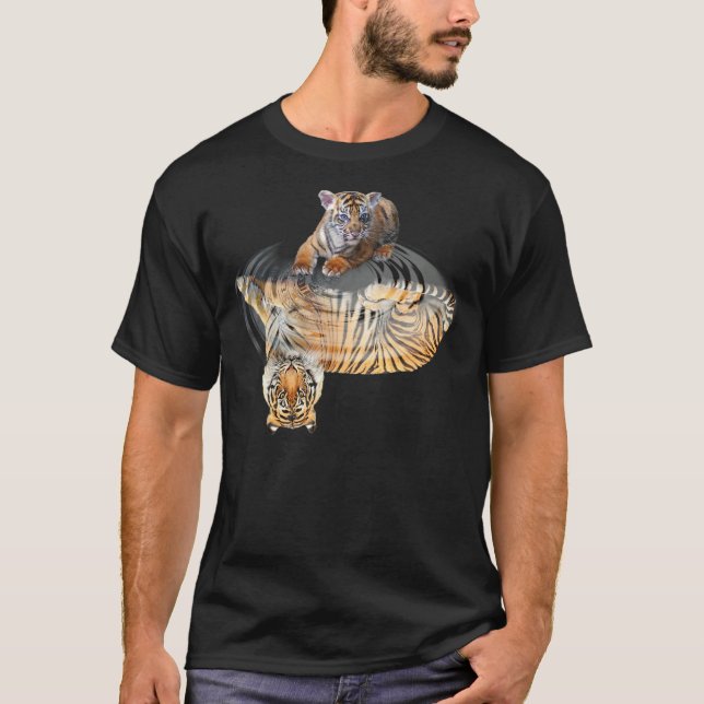Tiger Reflection Cat  For  Friend Cat  Design T-Shirt (Front)