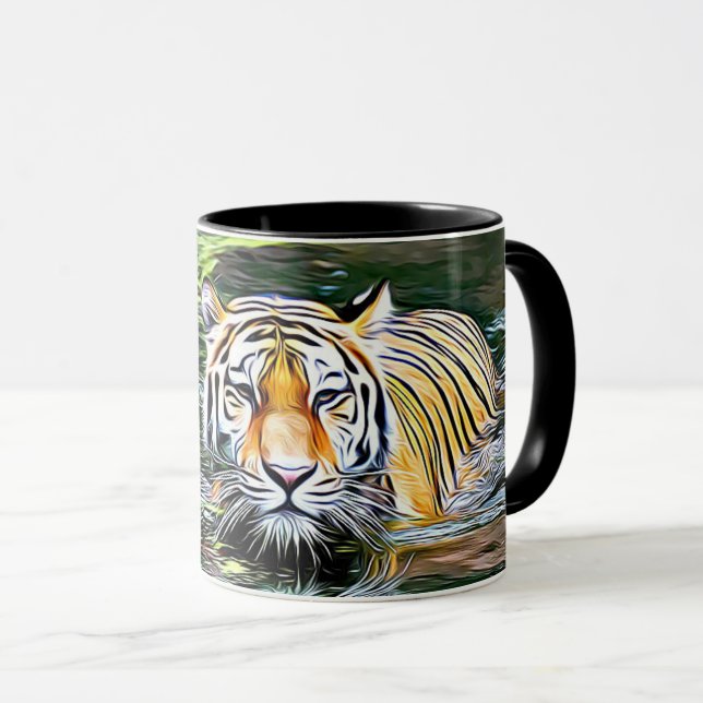 Tiger Reflection Digital Art Coffee Mug (Front Right)