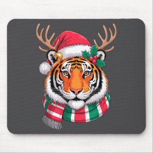 Tiger Reindeer Christmas Santa Hat Tiger Xmas  Mouse Mat