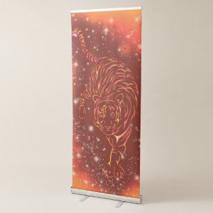 Tiger Retractable Banner Running At Starry Night