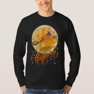 Tiger Ride Witch Shotgun Moon Vintage Tiger Hallow T-Shirt