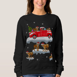 Tiger Riding Red Truck Merry Christmas X-mas Ugly Sweatshirt