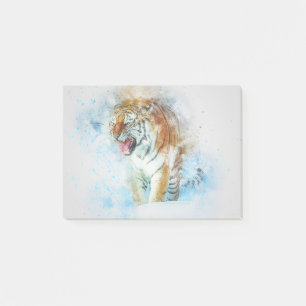Tiger Roar Animal Art Abstract Watercolor Vintage. Post-it Notes