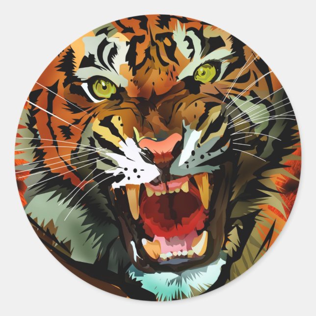 Tiger Roar  Classic Round Sticker (Front)