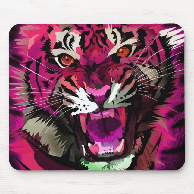 Tiger Roar - Pink Mouse Mat (Front)