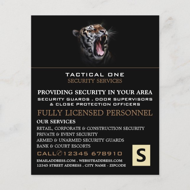 Tiger Roar, Security Personnel Advertising Flyer (Front)
