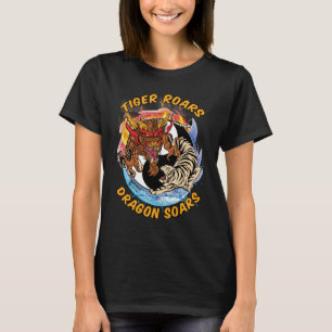Tiger Roars Dragon Soars Women Black T-Shirt