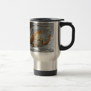 Tiger Roll in the Snow Travel Mug
